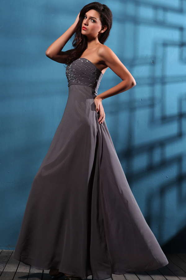Elegant Strapless A-line Formal Evening Dress - Click Image to Close